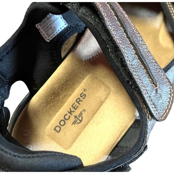 Dockers Mens Brown Adjustable Strap Sandals 12M Memory Foam Comfort Footbed - Picture 2 of 7